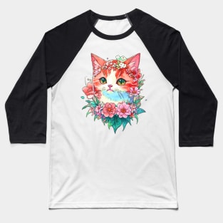 cat flowers Baseball T-Shirt